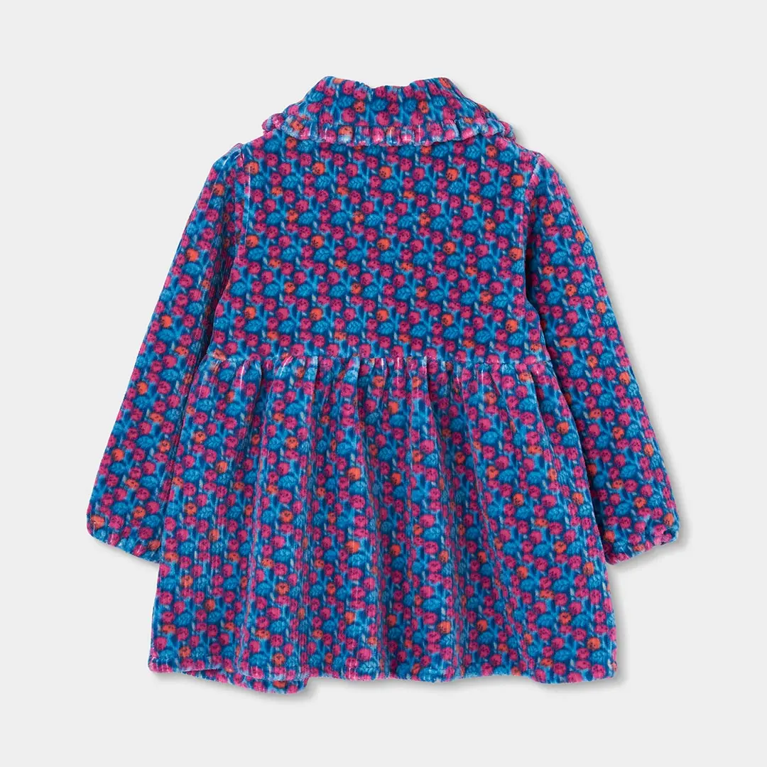 BOBOLI Детска цветна рокля с игрива яка и копчета - Снимка 2