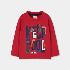 BOBOLI детска Бордо трикотажна блуза с принт "Keep Cool" - Снимка 1