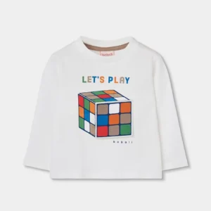 BOBOLI Детска блуза с принт "Let's Play" и кубчето на Рубик - Снимка 1
