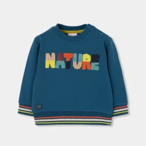BOBOLI Детски памучен блузон с принт "NATURE" и ленти - Снимка 1