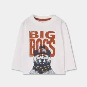 BOBOLI Детска тениска с принт "BIG BOSS" и дълъг ръкав - Снимка 1