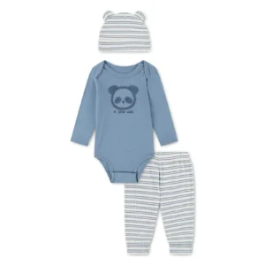 HUGGIES Бебешки комплект от органичен памук с бродерия - Снимка 1