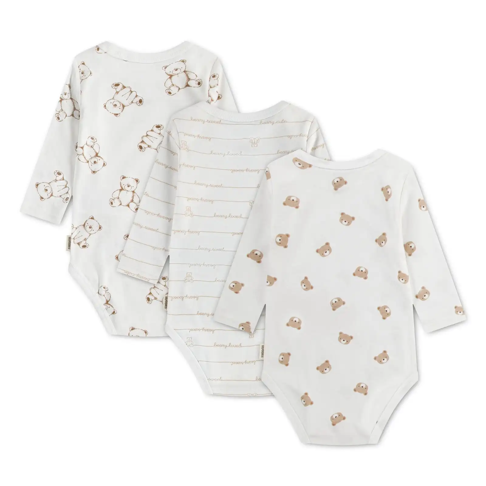 HUGGIES Комплект от 3 бебешки боди от органичен памук - Снимка 2