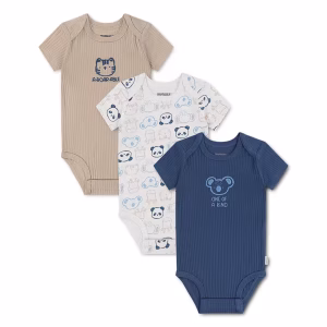 HUGGIES Комплект от 3 бебешки бодита във винтидж индиго