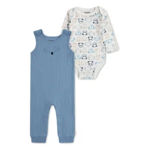 HUGGIES Комплект гащеризон и боди за момчета, 2 части - Снимка 1
