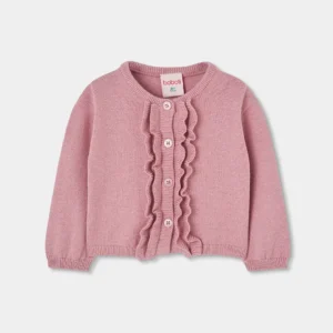 BOBOLI Розово трикотажна жилетка с къдрички за момиче - Снимка 1