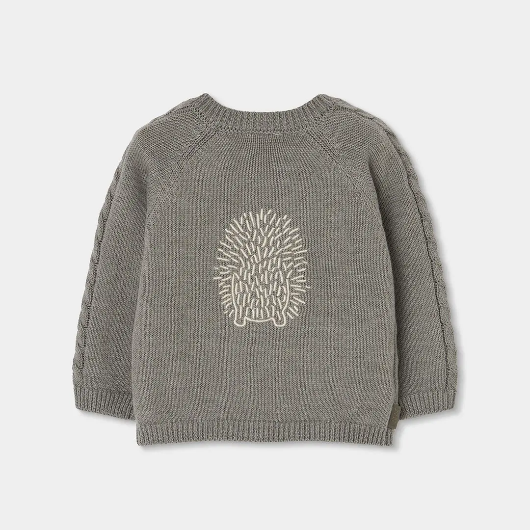 BOBOLI Плетен бебешки пуловер в цвят евкалипт - Снимка 2