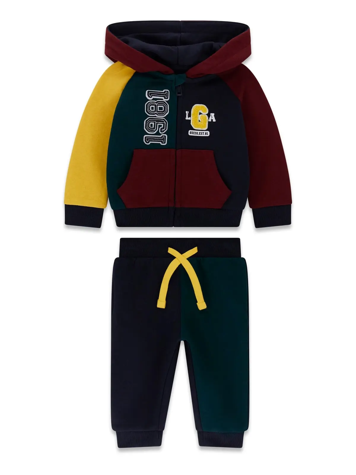 GUESS KIDS Бебешки спортен комплект в жълто и зелено - Снимка 2