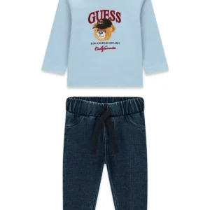 GUESS KIDS Бебешки комплект: трикотажна тениска и дънки - Снимка 1
