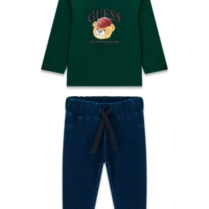 GUESS KIDS Спортен комплект за бебе момчета с тениска и деним - Снимка 1