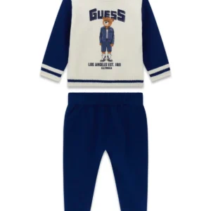 GUESS KIDS Бебешки комплект пуловер и панталони крем/тъмносин - Снимка 1