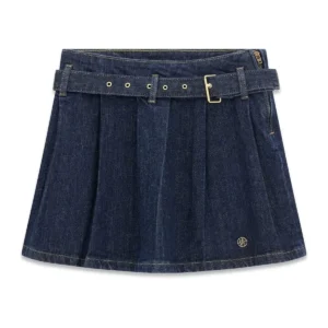 GUESS KIDS Детска дънкова пола с мини плисета и колан - Снимка 1