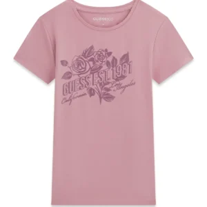 GUESS KIDS Розова тениска с флорален принт за момичета