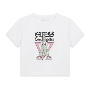 GUESS KIDS Детска бяла тениска с щампа за момичета