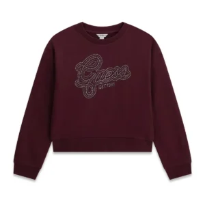 GUESS KIDS Детски тъмночервен суитшърт с камъни - Снимка 1
