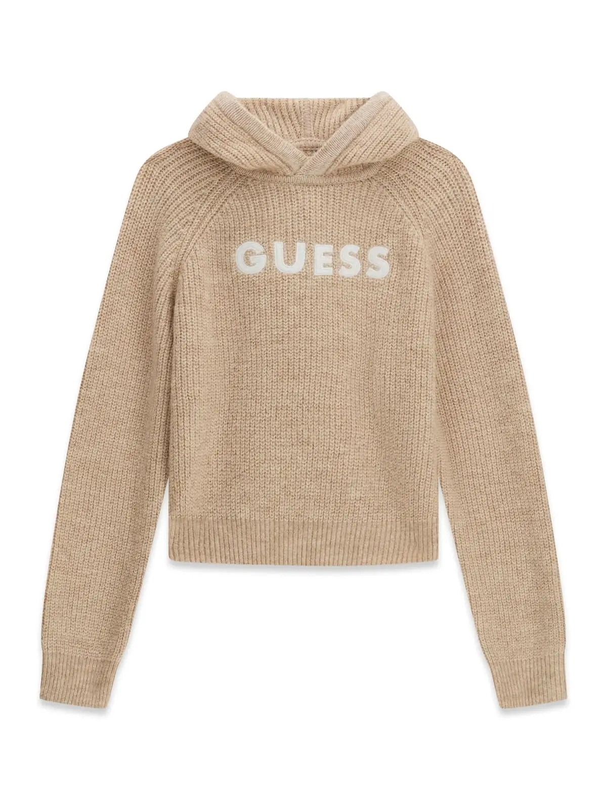 GUESS KIDS Трикотажен суичър за момичета в екрю меланж - Снимка 1