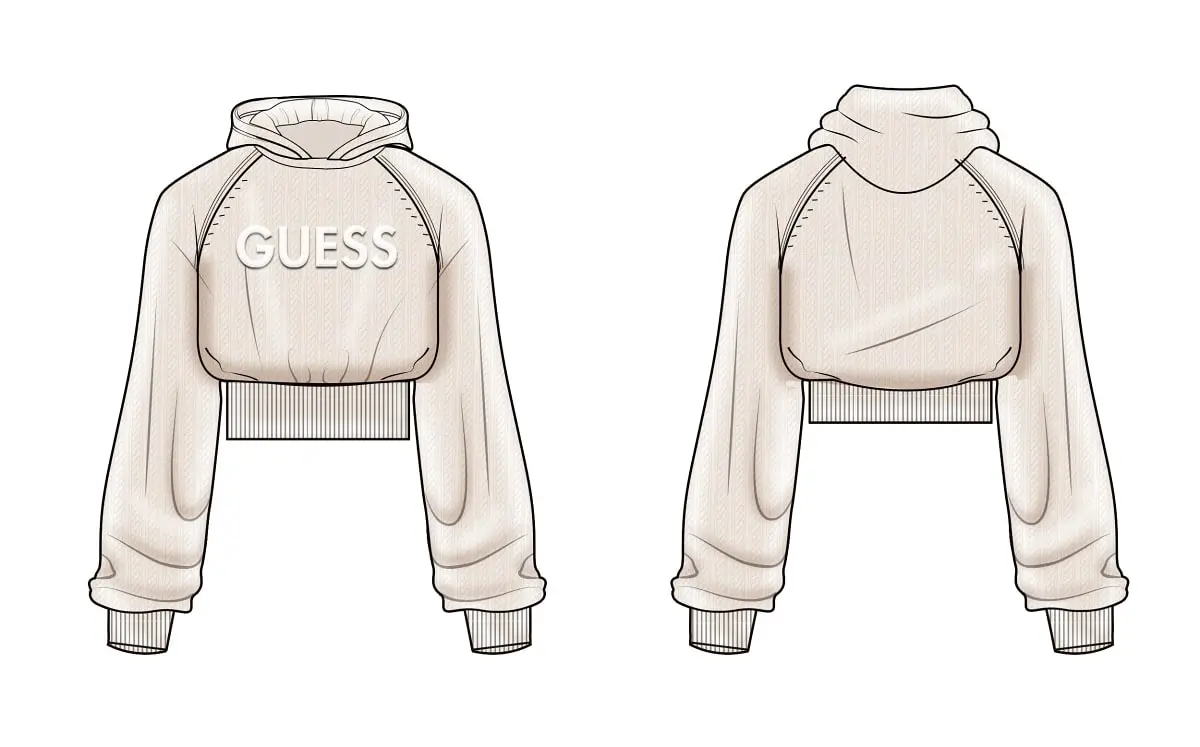 GUESS KIDS Трикотажен суичър за момичета в екрю меланж - Снимка 3