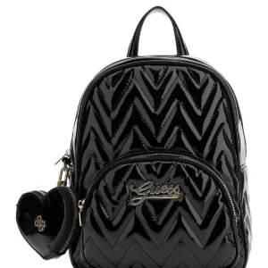 GUESS KIDS Мини раница от черен лак със зигзагообразен дизайн - Снимка 1