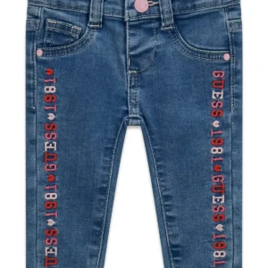 GUESS KIDS Детски еластични дънки с бродирани лога - Снимка 1