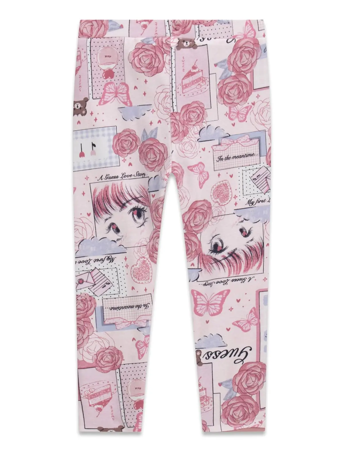 GUESS KIDS Двулицеви клинове с рози и пеперуди за момичета - Снимка 2