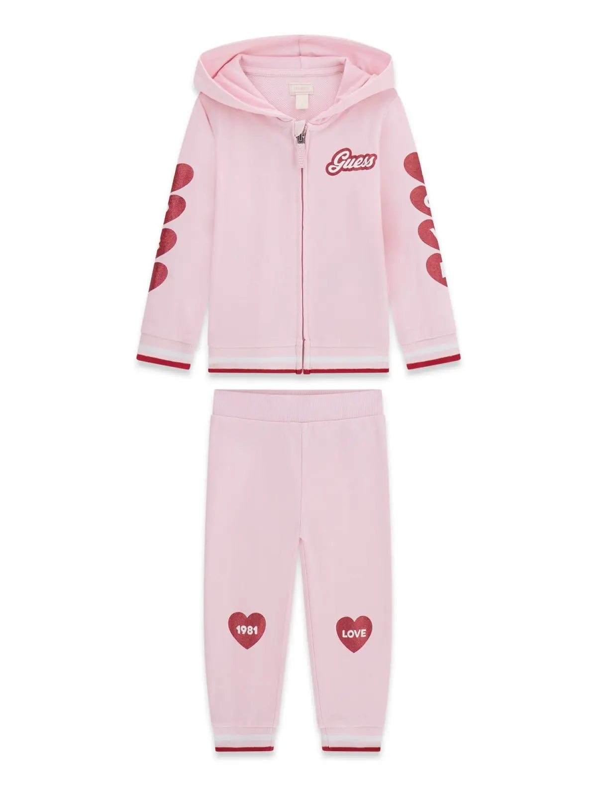 GUESS KIDS детски Спортен памучен комплект за момиче розов - Снимка 2