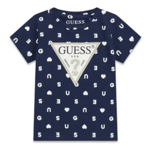 GUESS KIDS Трикотажна тениска за момичета с принт и лого - Снимка 1
