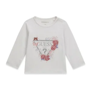 GUESS KIDS Бяла блуза с рози за малки момичета