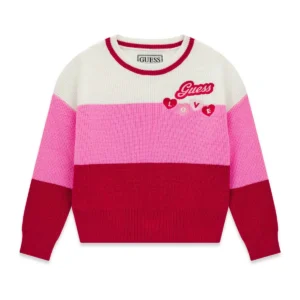GUESS KIDS Детски пуловер с цветни блокове и бродерия