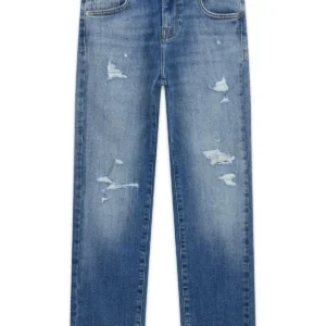 GUESS KIDS Детски сини износени дънки с права кройка - Снимка 1