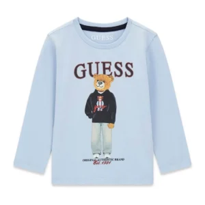 GUESS KIDS памучна тениска със забавен принт мече - Снимка 1