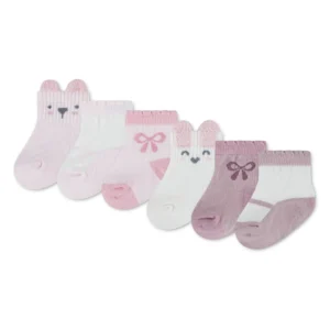 HUGGIES Комплект от 6 чифта розови чорапи за бебета - Снимка 1