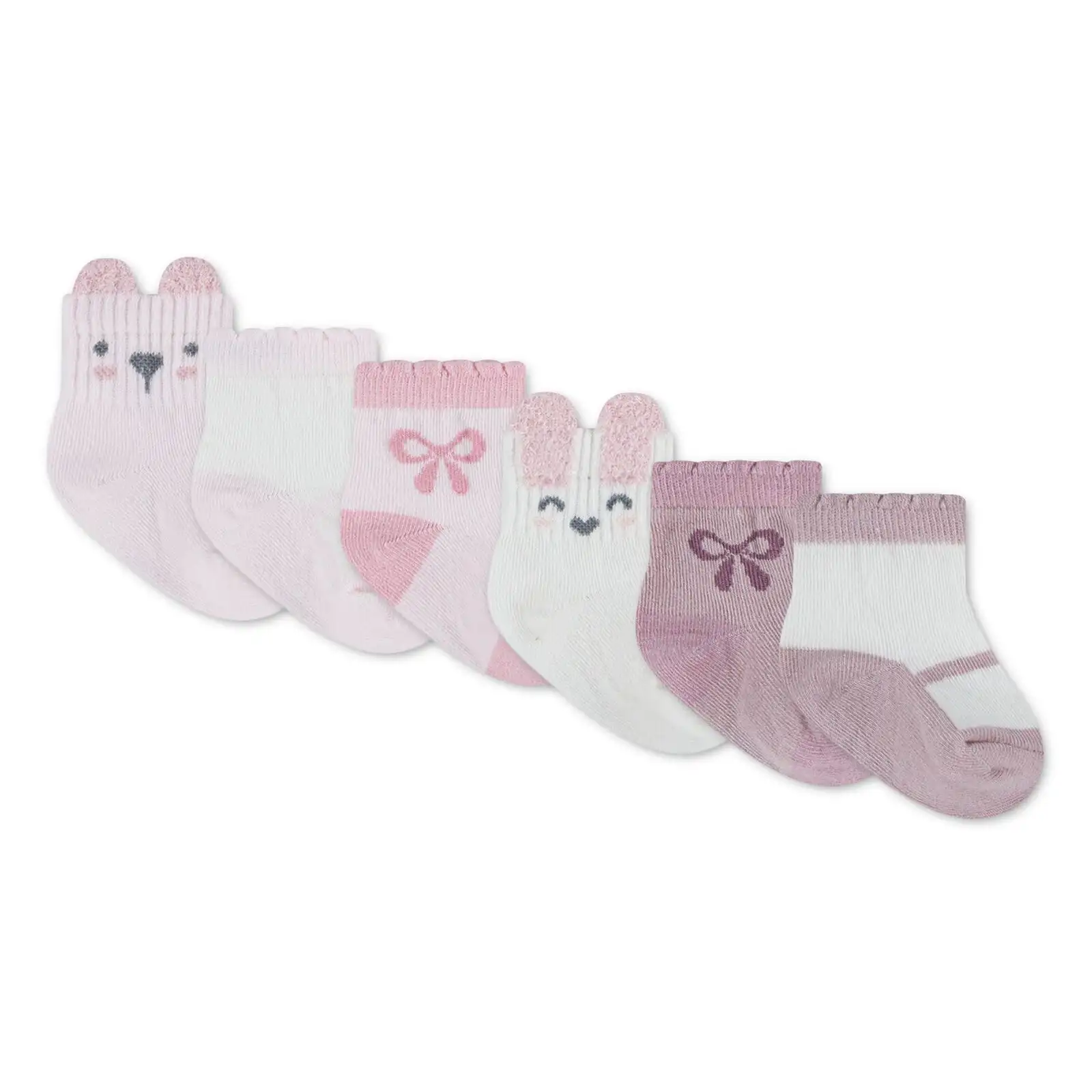 HUGGIES Комплект от 6 чифта розови чорапи за бебета - Снимка 2
