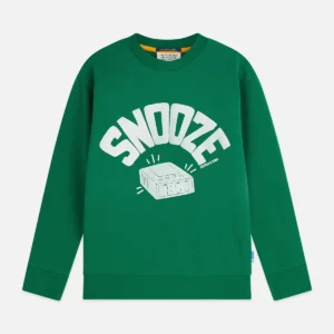 SCOTCH & SODA Детски памучен блузон в тъмно зелено с принт - Снимка 1