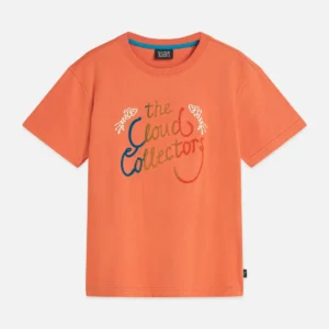 SCOTCH & SODA Детска тениска за момчета с артистичен принт - оранжева - Снимка 1
