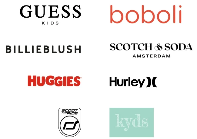Guess Kids, Boboli, Billieblush, Scotch & Soda, Huggies, Hurley, Scoot & ride, Kyds