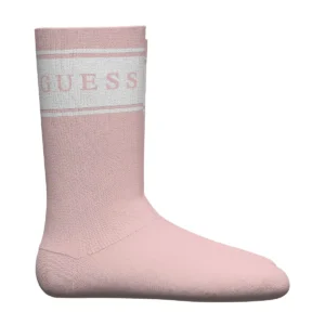 GUESS KIDS Детски розови чорапи с лого и еластична материя - Снимка 1