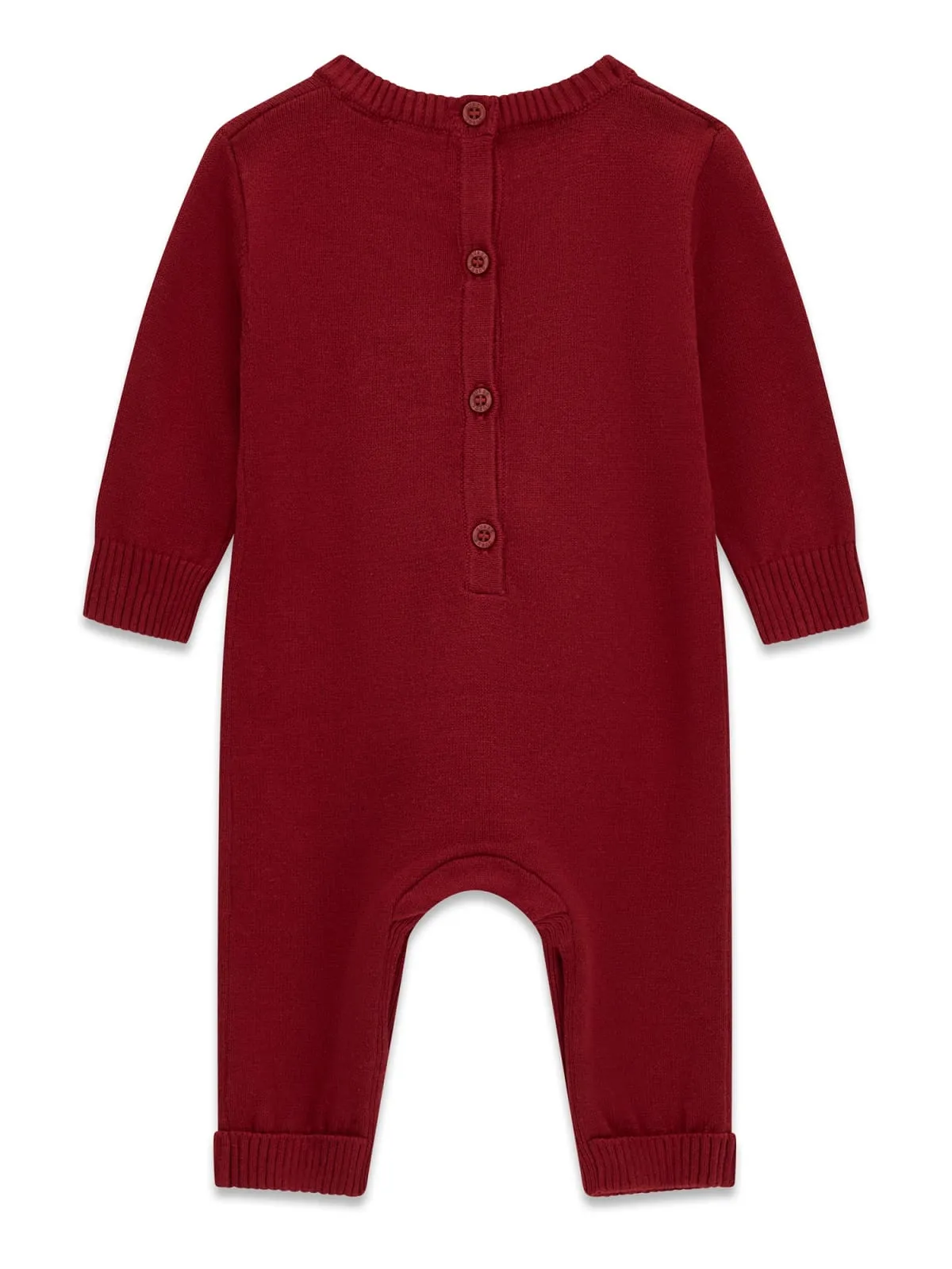 GUESS KIDS Червен бебешки гащеризон с мече апликация - Снимка 2