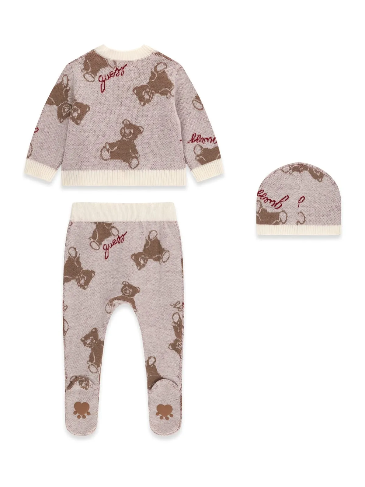 GUESS KIDS Бебешки комплект: жилетка, панталон и шапка - Снимка 2