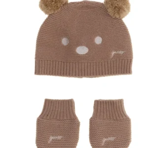GUESS KIDS Детски комплект шапка и ръкавички в цвят nude - Снимка 1
