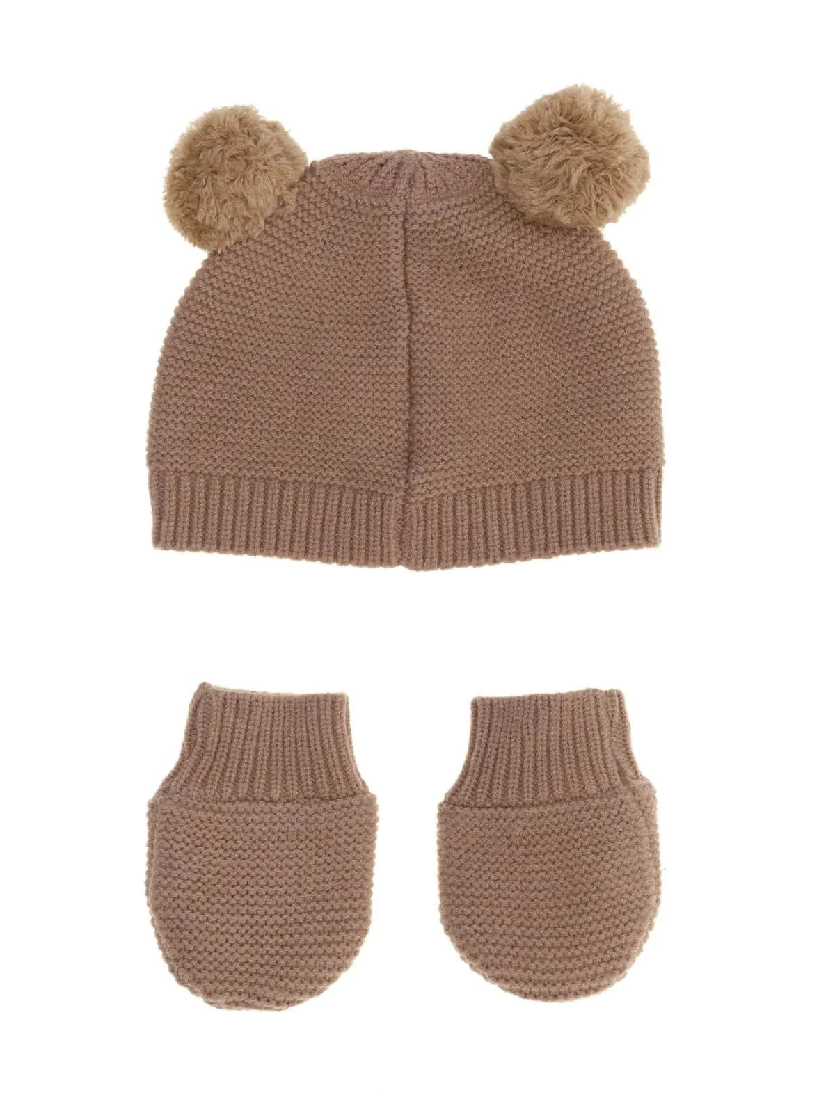 GUESS KIDS Детски комплект шапка и ръкавички в цвят nude - Снимка 2