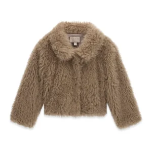 GUESS KIDS Детско изкуствено кожено яке в кафяв цвят - Снимка 1