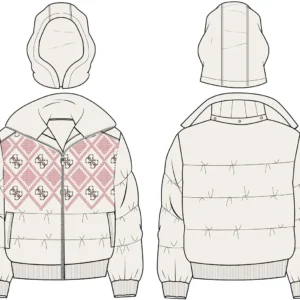 GUESS KIDS Стилно зимно яке за момичета в кремаво бяло