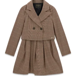 GUESS KIDS Дамски блейзър и пола тартан за момичета - Снимка 1