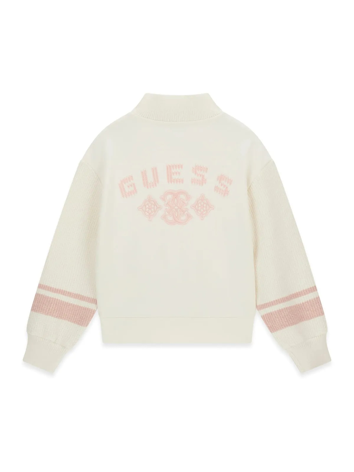 GUESS KIDS Детски кремав пуловер с розови акценти - Снимка 2
