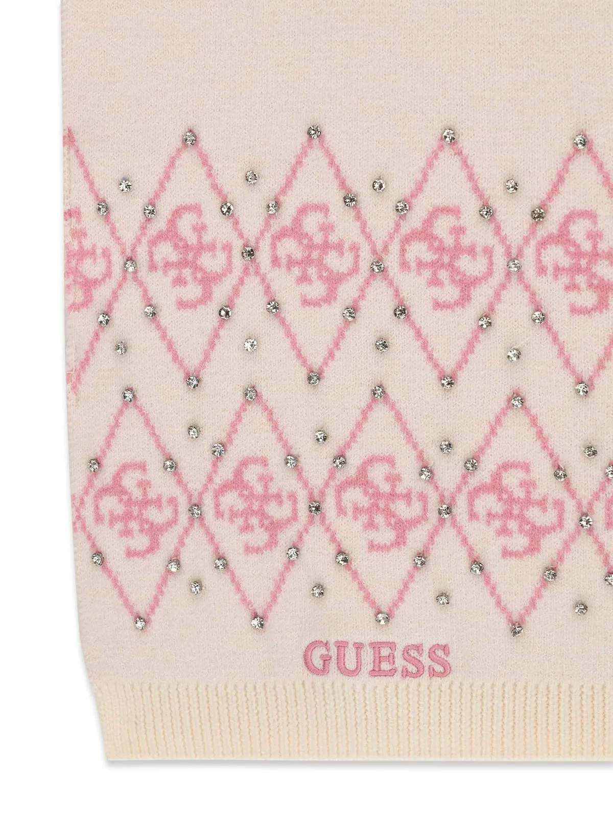 GUESS KIDS Елегантен детски шал в кремаво бяло от жакард - Снимка 2