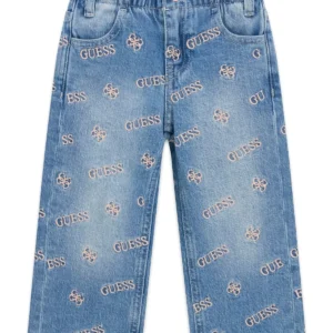 GUESS KIDS Палацо дънкови панталони с бродерия за момиче