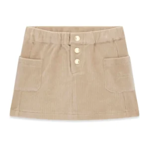 GUESS KIDS Детска светлобежова пола от разтеглив кадифе - Снимка 1