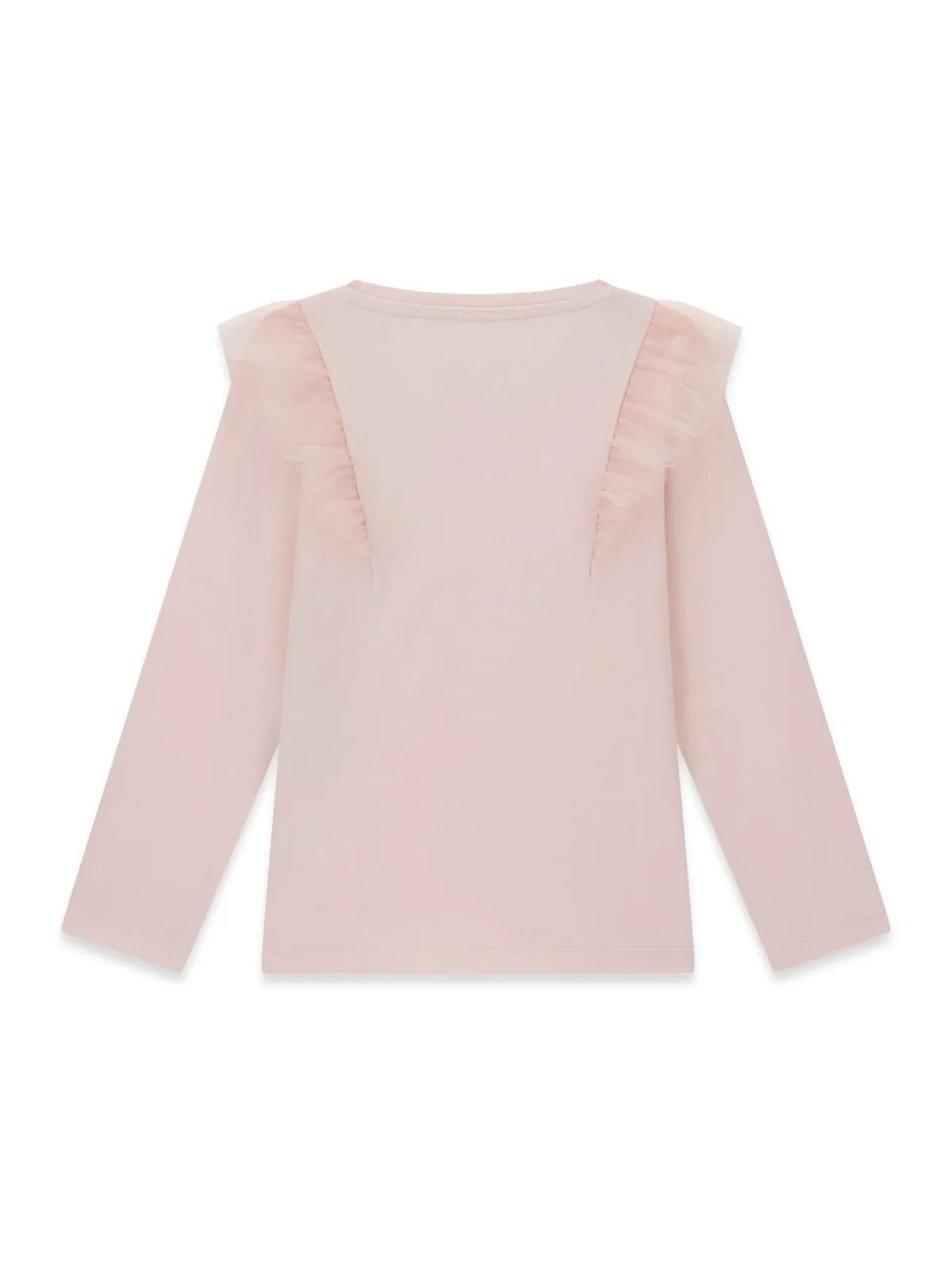 GUESS KIDS Трикотажна блуза в светло розово с волани - Снимка 2