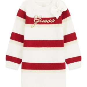 GUESS KIDS Рокля с панделка и лъскаво лого за момичета - Снимка 1