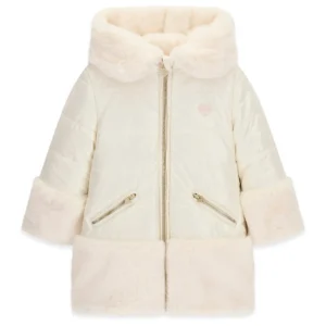 GUESS KIDS Реверсивно зимно яке за момичета в кремаво бяло - Снимка 1